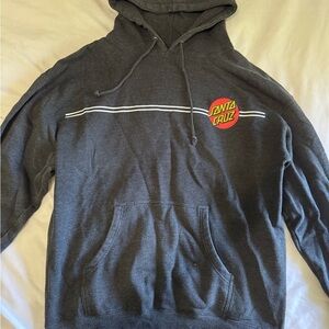 Santa Cruz Skateboards Gray Hoodie Sweatshirt with Stripe Detail